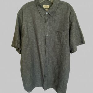 Weatherproof Vintage Line Mens Grey Linen Blend Camp Office Casual Shirt- Sz-XXL